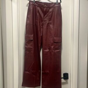 Wild Fable Maroon Faux Leather Cargo Pants